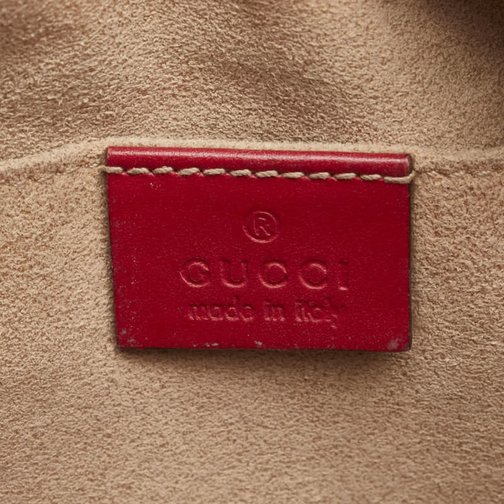 GUCCI Red Leather GG Marmont Shoulder Bag - Picture 11 of 13